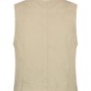 Red Button - Waistcoat Cotton Linen - Pebble