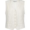 Red Button - Waistcoat Cotton Linen Stripe - Dark Sand