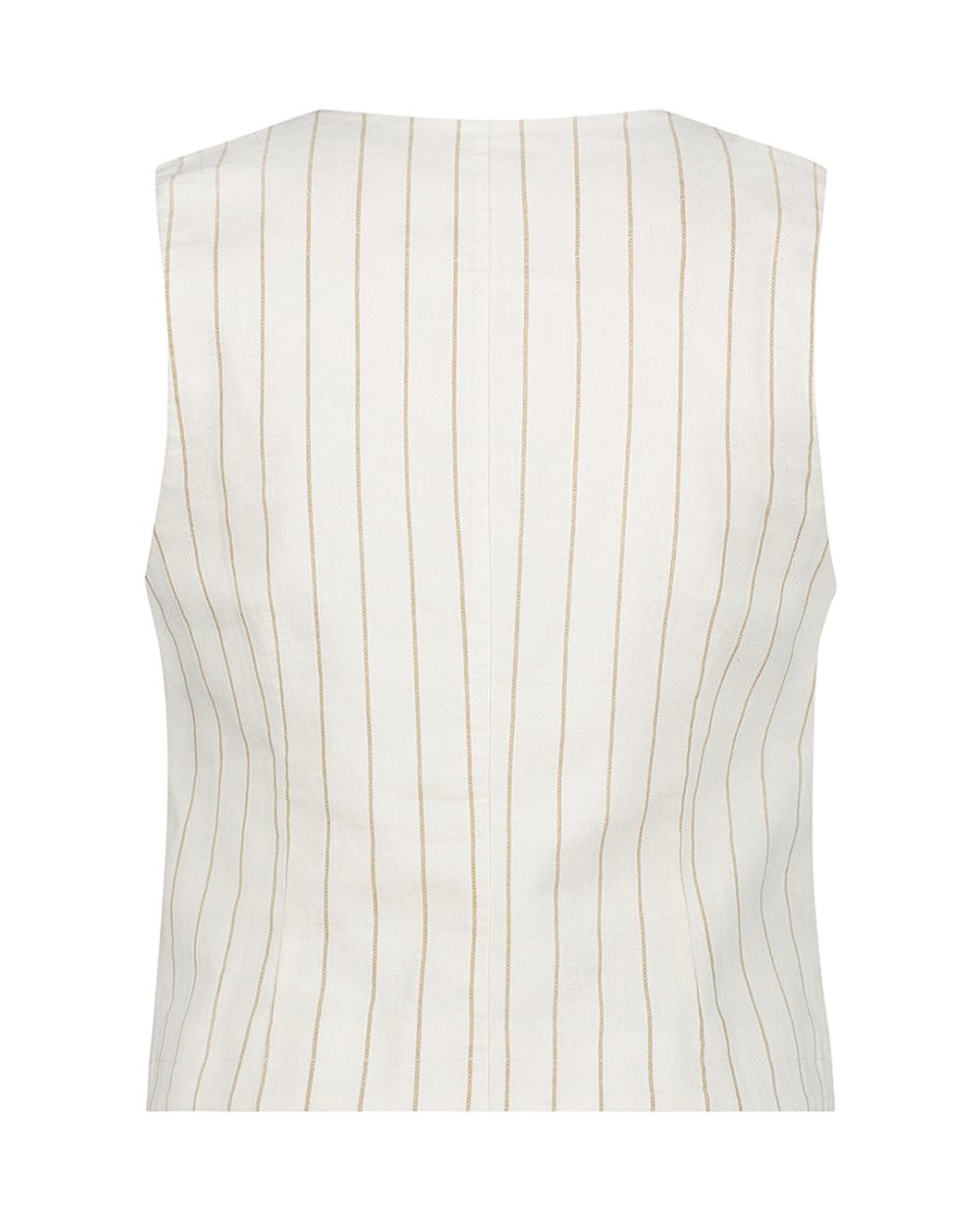 Red Button - Waistcoat Cotton Linen Stripe - Dark Sand