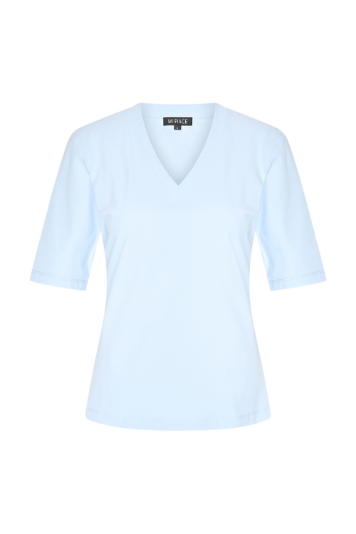 Mi Piace - T-shirt V Hals - Light Blue