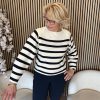 Lady Day - Breton Sweater - Off White-Blue