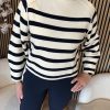 Lady Day - Breton Sweater - Off White-Blue