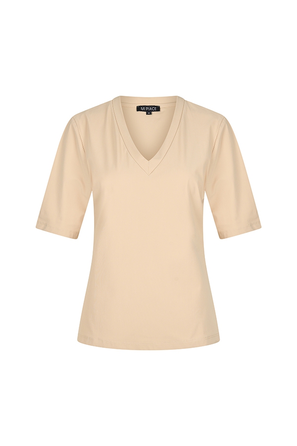 Mi Piace - T-shirt V Hals - Sand