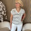 Lady Day - Kat Top - Painted Stripe Off White