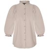 Mi Piace - Blouse Ballon Mouw - Taupe