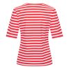 Mi Piace - T Shirt V Hals Streep Print - Red | Off White