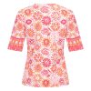 Mi Piace - T Shirt V Neck Tiles Print - Fuchsia