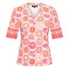 Mi Piace - T Shirt V Neck Tiles Print - Fuchsia