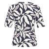 Mi Piace - T Shirt V Neck Flower Print - Dark Blue | Off White