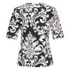 Mi Piace - T Shirt V Neck Ornament Print - Black | Off White