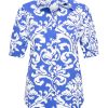 Mi Piace - Blouse Puff Ornament Print - Kobalt | Off White