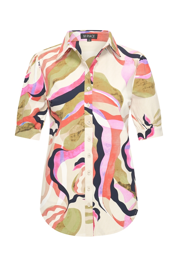 Mi Piace - Blouse Puff Picasso Print - Multicolour