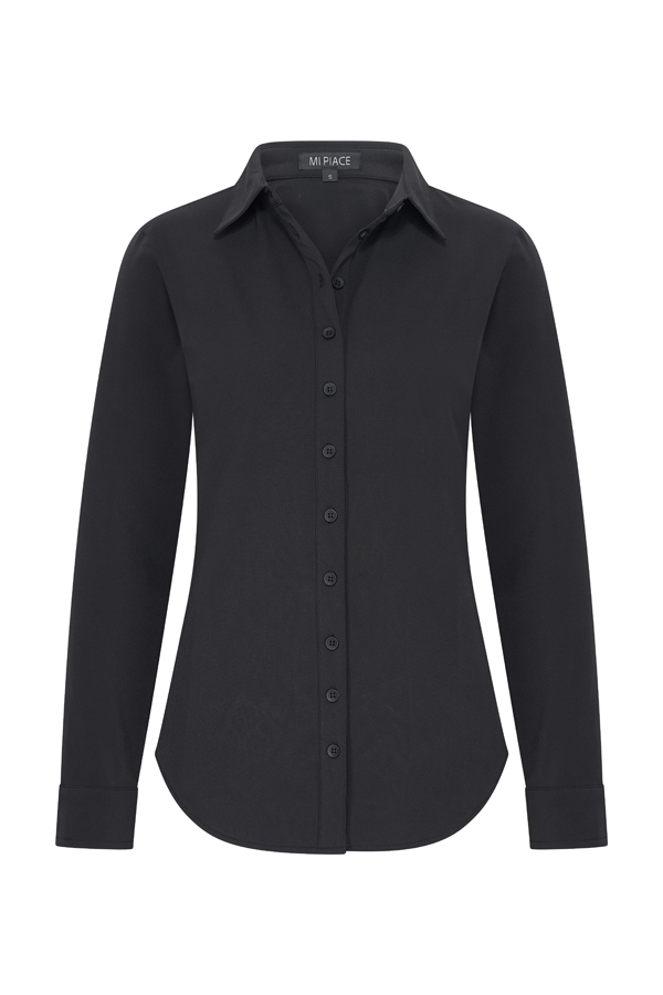 Mi Piace - T shirt V Hals Korte Mouw - Black