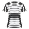 Mi Piace - T Shirt Streep Print - D. Blue | Off White