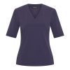Mi Piace - T shirt V Hals Lange Mouw - Dark Blue