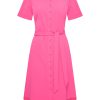 Mi Piace - Jurk Korte Mouw Knoopjes - Fuchsia