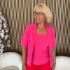 Mi Piace - Short Sleeve Blazer - Fuchsia