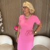 Mi Piace - Jurk Korte Mouw - Barbie Pink