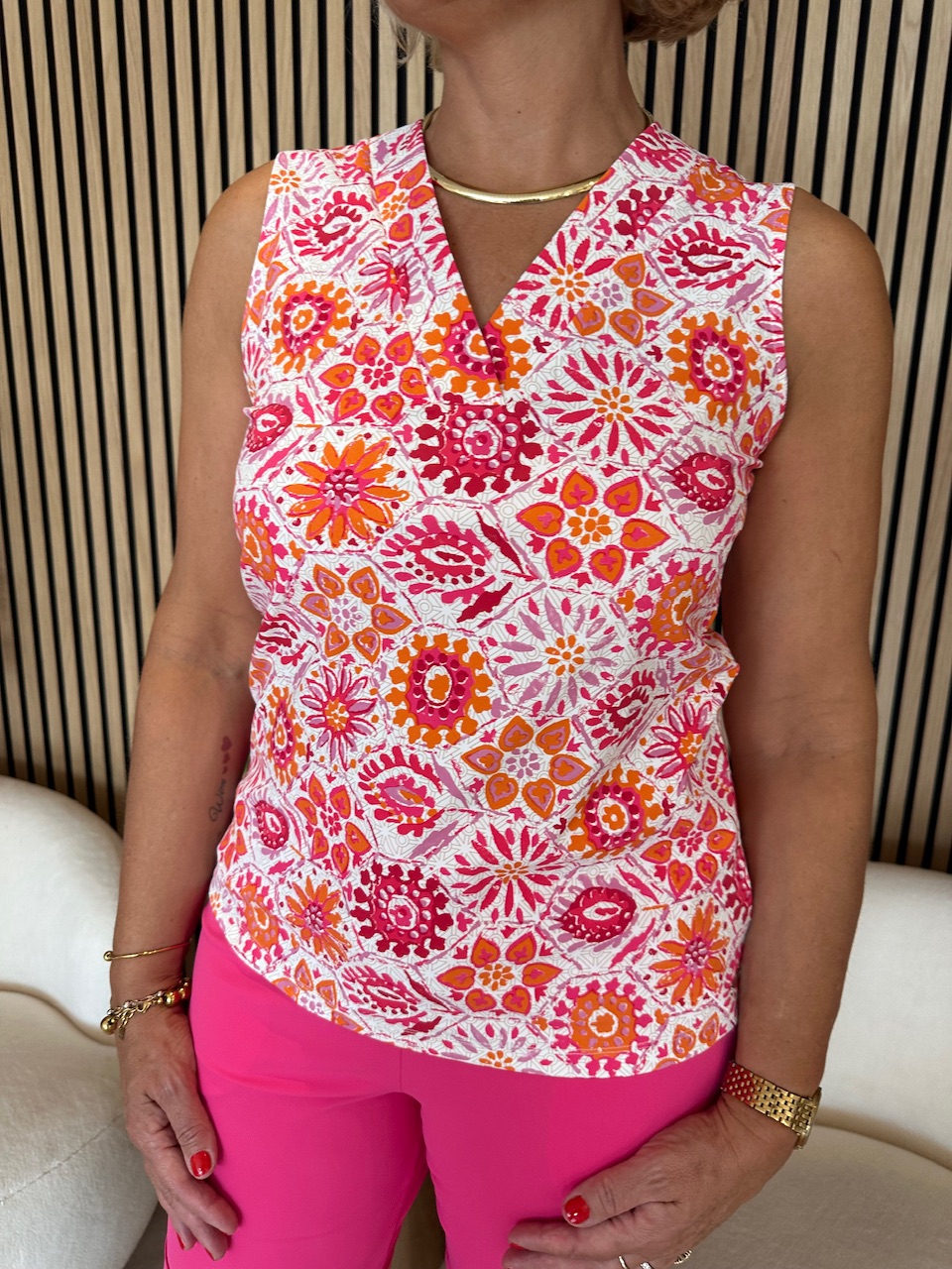 Mi Piace - Top Tiles Print - Fuchsia