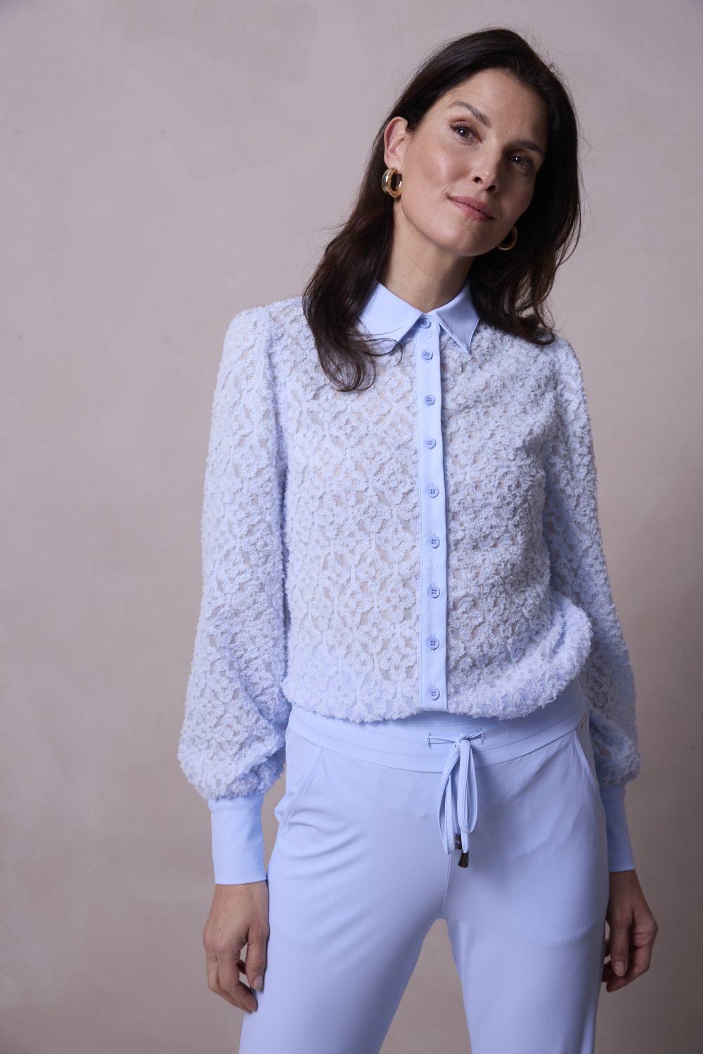 Mi Piace - Blouse Ausbrenner - Light Blue