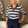 Lady Day - Alina Stripe Sweater - Blue/Champagne