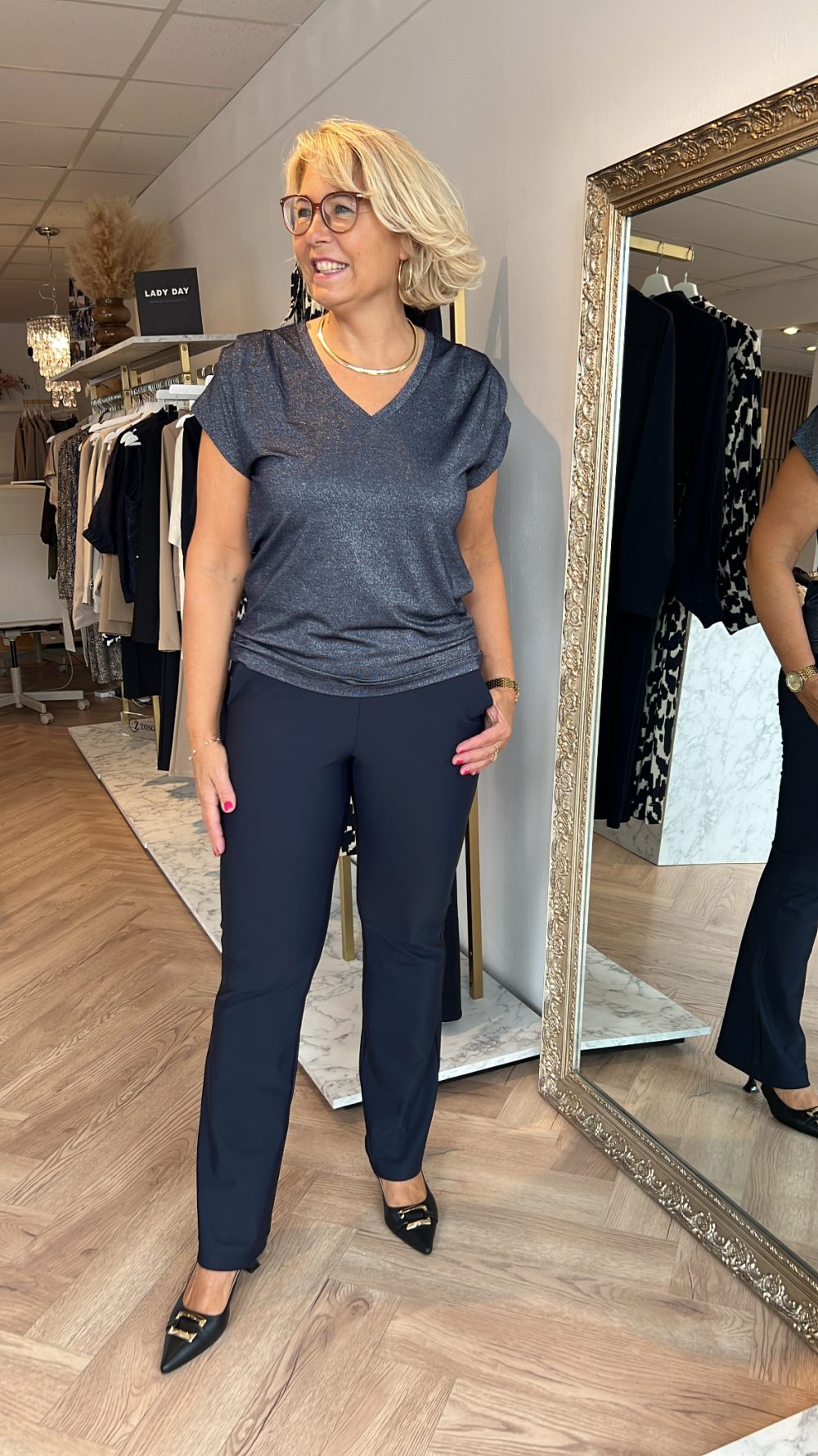Lady Day - Poppy bonded Trousers - Blue