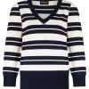 Lady Day - Alina Stripe Sweater - Blue/Champagne