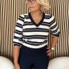 Lady Day - Alina Stripe Sweater - Blue/Champagne
