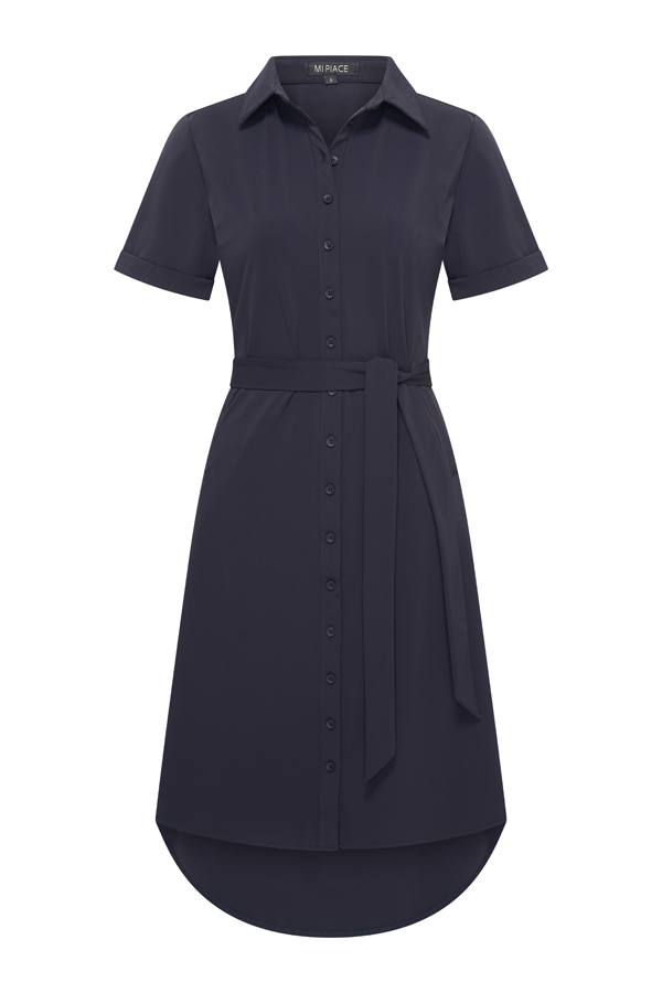 Mi Piace - Jurk Korte Mouw Knoopjes - Dark Blue