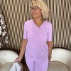 Mi Piace - T shirt V Hals Lange Mouw - Lilac