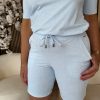 Mi Piace - Broek Bermuda - Light Blue | Off White Linen Print