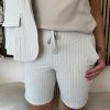 Mi Piace - Broek Bermuda - Kit / Mocca Pin Stripe