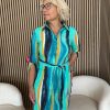 Mi Piace - Jurk 3/4 Mouw - Mint Leaf Swirly Print