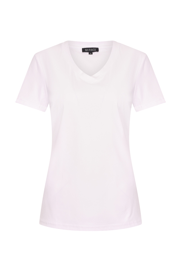 Mi Piace - T shirt V Hals Korte Mouw - White