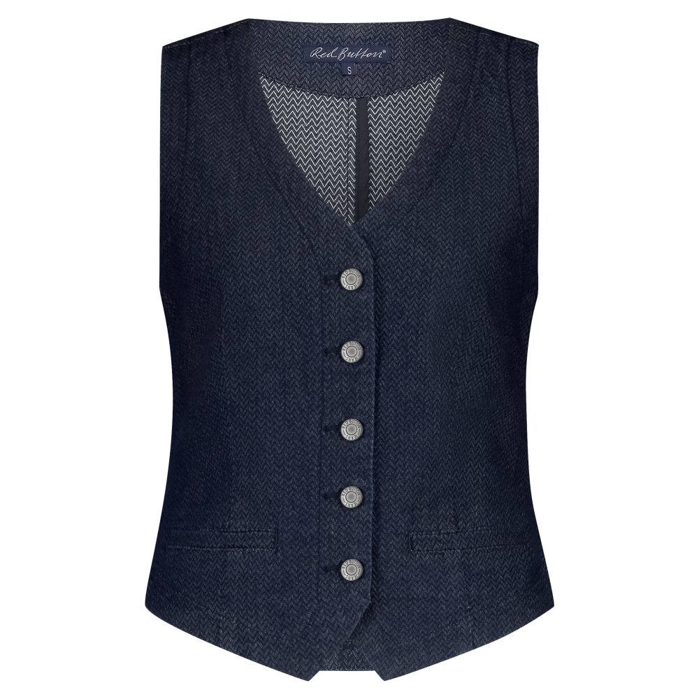 Red Button - Waistcoat Denim Herringbone - Dark Blue