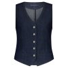Red Button - Waistcoat Denim Herringbone - Dark Blue