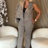 Red Button - Bibette Punta Pinstripe L32 - Warm Taupe