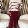 Red Button - Colette Punta Sidepatch - Ruby L32 / Red Button - Fuzzy Sweater & Stripe - Cream/Ruby