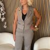 Red Button - Waistcoat Punta Pinstripe - Warm Taupe
