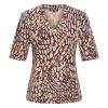 Mi Piace - T Shirt V Neck Abstracte Print - Burgundy | Latte