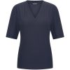 Mi Piace - Shirt V Neck Ribbed - Dark Blue