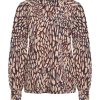 Mi Piace - Top V Neck Abstracte Print - Burgundy | Latte