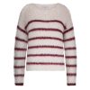 Red Button - Fuzzy Sweater & Stripe - Cream/Ruby