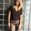 Red Button - Sleeveless Fuzzy - Espresso