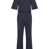 Mi Piace - Wide Short Sleeve Jumpsuit - Dark Blue