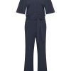 Mi Piace - Wide Short Sleeve Jumpsuit - Dark Blue