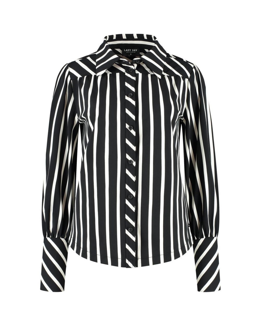 Lady Day - Bente Blouse - Black/Wool White stripe