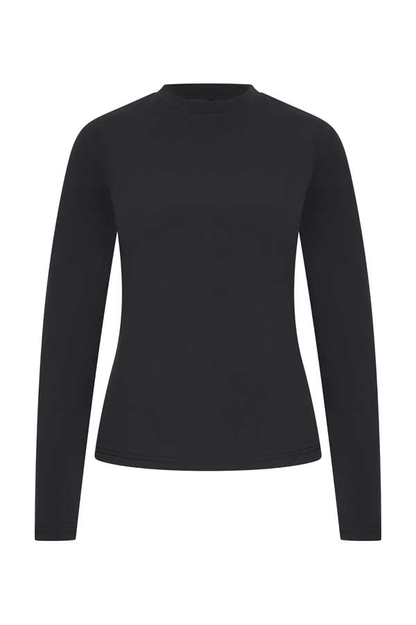 Mi Piace - T Shirt Ronde Hals Lange Mouwen - Black