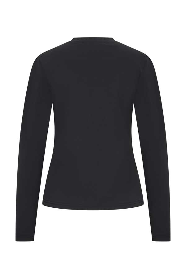 Mi Piace - T Shirt Ronde Hals Lange Mouwen - Black