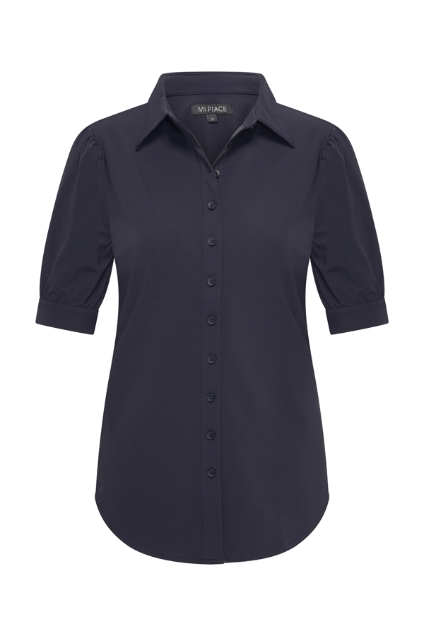 Mi Piace - Blouse Kort Pofmouw - Dark Blue